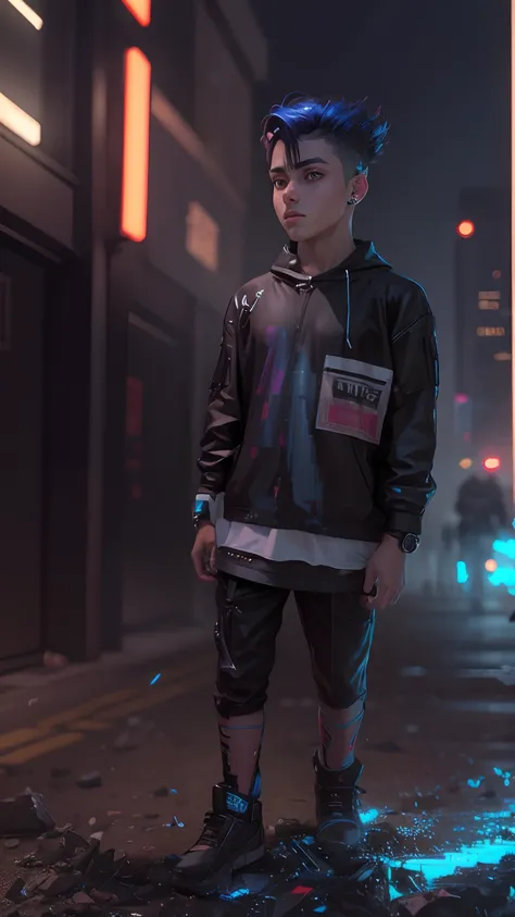 Change background cyberpunk handsome boy, reallstic face, 8k, ultra realistic,