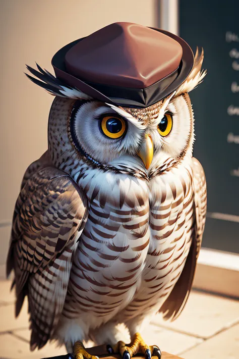 Owl with a graduate hat