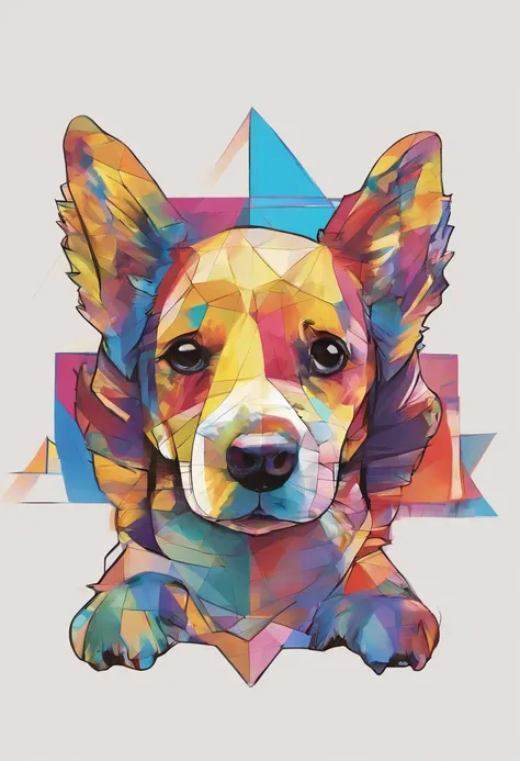 (cachorro mini pastor australiano  ),(melhor pose),(best angle), (better expression), Eduardo Kobra acolchoamento ,multidimensional geometric wall PORTRAIT, arte, Chibi,Yang08k, lindo, Colouring,