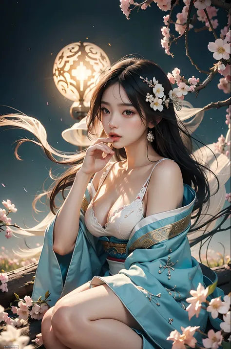 zhongfenghua, 1girl, (full body) solo, hanfu, flower field, blossom, (white smokes:1.3) (photorealistic:1.4), zentangle, mandala, entangle, official art, unity 8k wallpaper, ultra detailed, beautiful and aesthetic, masterpiece,best quality, (dynamic angle:...