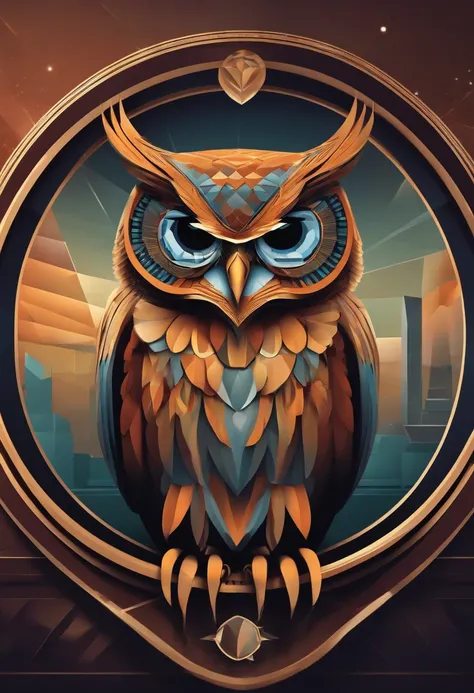 /imagine prompt: smart owl, geometric illustration, school emblem, in the circle --no people and surroundings