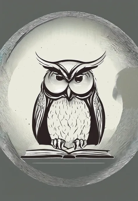 simple circle owl logo silly fat owl, school and books, owl doodle