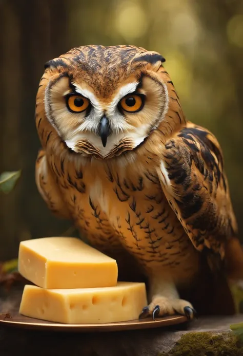 cheese owl big and detailed with cheese