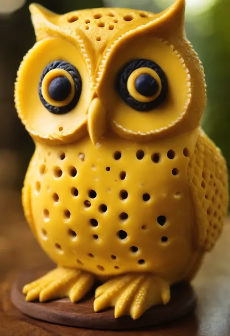 cheese owl with holes, yellow owls made in cheese