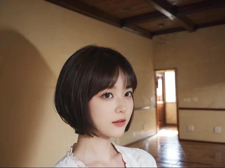 21
(shorthair:1.3), (a 20 yo woman), (a hyper-realistic), (masutepiece), (8kuhd), focus on the face, (the walls of the room are ...