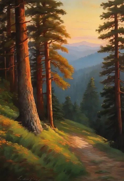 landscape painting，Welcome pine