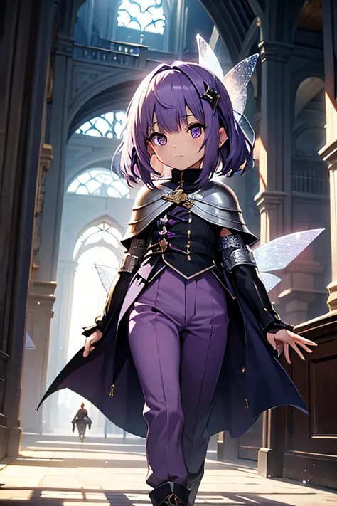 Fairy, Child, Purple Hair, Knight Outfit, Grey Pants