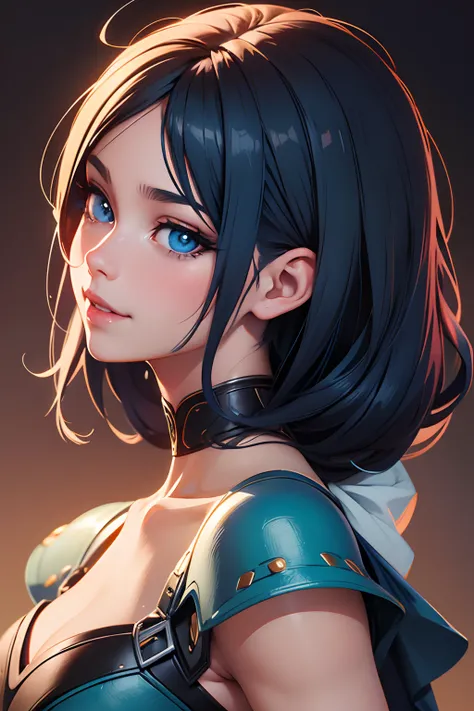 mulher anime com cabelo azul longo,  rosto sorridente, artgem detalhado, trending on artstation pixiv, artgerm em artstation pix...