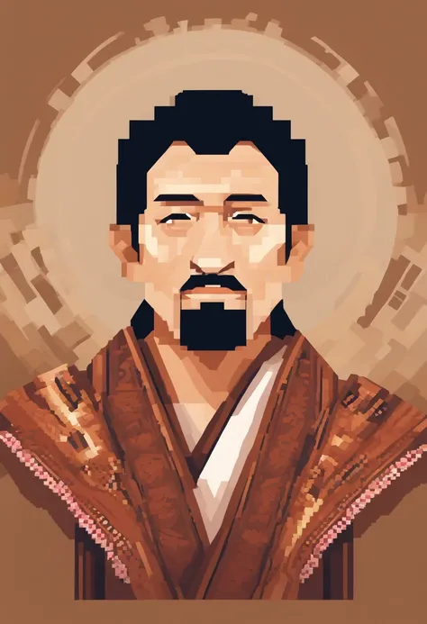 Portrait, man in a simple brown kimono no facial hair