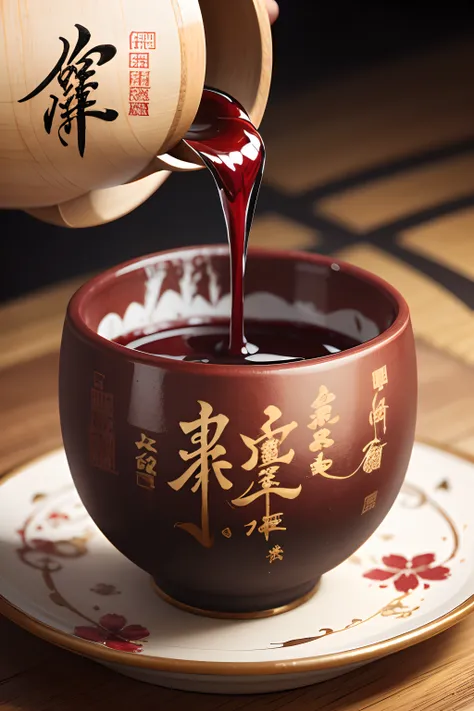 Calligraphy font, Will be in the wine, The cup does not stop。These 6 characters can be split out of order to combine new fonts, Present a calligraphy and painting, Ink wind, National style, HighestQuali, Official masterpiece