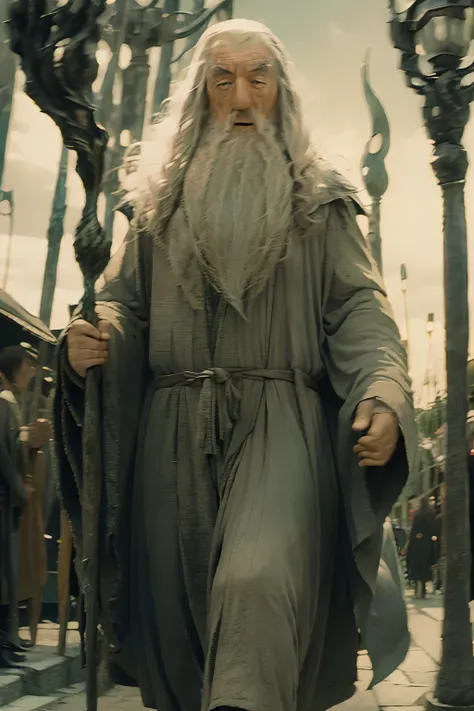 lord of the rings, gandalf, Gandalf, gandalf looking confused walking through modern city, Tokyo city