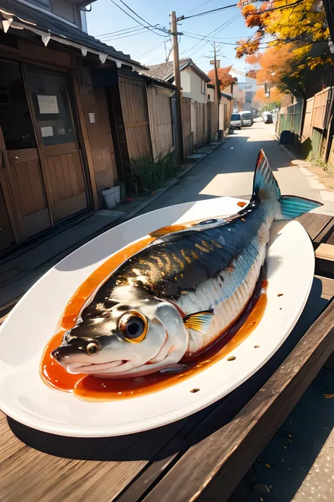 Autumn fish、Saury、On a plate