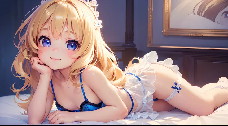 (top quality beautiful illustration),(((cute little loli))),(((tiny loli))),(((little girl))),(((small body))),(((childish face))),(((very fine pretty face))),(blonde long hair),(very detail shiny blue eyes),(seductive),(smile),(large breasts),(((sexual)))...