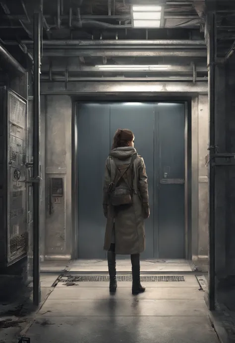 view:lift door open, and a girl standing on