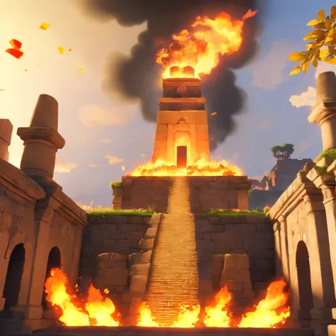 Generate an image of a menacing fire engulfing ancient Rome. (4k), (melhor qualidade), (melhores detalhes), (ultra realistic), 8k