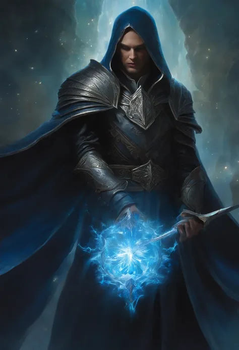 Magic the gathering, Dimir, Azul e preto, estranho, assustador, Pesadelo, cores muito brilhantes, light particles, com luz brilhante, Arte do papel de parede, Papel de parede UHD