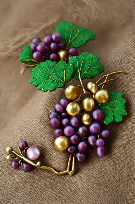 Grape brooch, Pedras preciosas