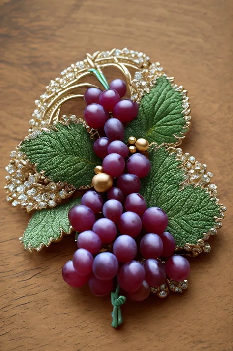 Grape brooch, Pedras preciosas