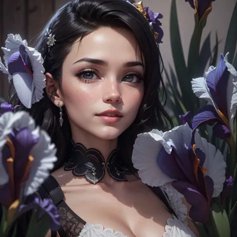 (hard hexagonal fashion style, deus ex aesthetic, detailed irises), An exquisite portrait of a scandinavian woman with pale skin, the photograph captured in stunning 8k resolution and raw format to preserve the highest quality of details. The womans beauty...