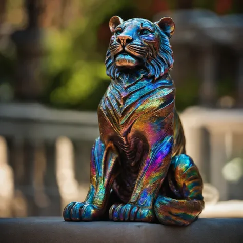 intricately detailed picture of dazzling rainbow crystal statue of a tiger, digital art, crystal tiger, statue made of dazzling rainbow glass, vibrant fantasy style, japonisme 3d, ultra detailed, dynamic shaders, volumetric lights, holographic glow, art by...