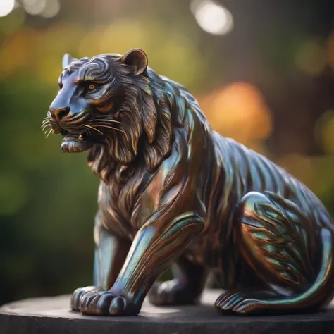 intricately detailed picture of dazzling rainbow crystal statue of a tiger, digital art, crystal tiger, statue made of dazzling rainbow glass, vibrant fantasy style, japonisme 3d, ultra detailed, dynamic shaders, volumetric lights, holographic glow, art by...