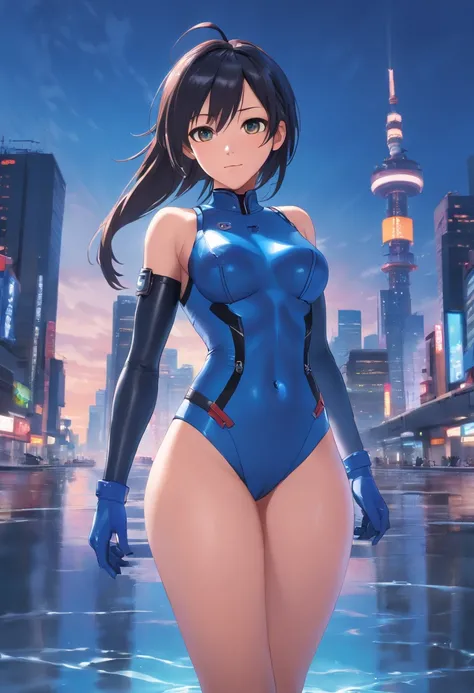 Araffes in a blue latex suit posing for a photo, Thicc, Arte de la giganta, Potente y enorme, Proporciones OPPAI, OPPAI, Foto gigante de la diosa impresionante, Gama Murata y Artgerm, SFW pechos enormes, Artgerm extremadamente detallado, Figura completa hi...