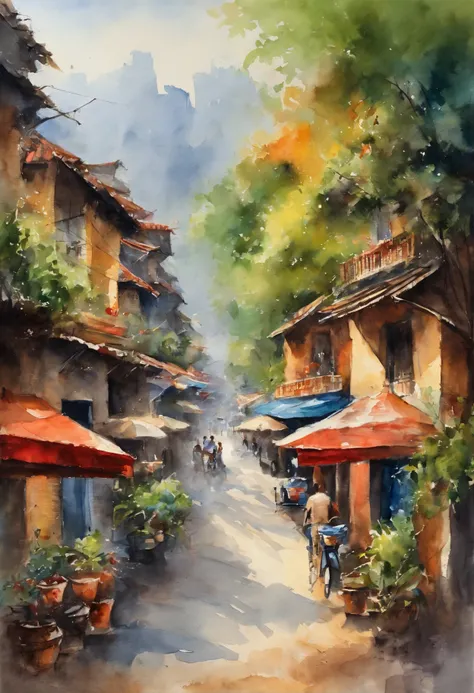 Best Quality, masutepiece, 超A high resolution, (photos realistic:1.4), surrealism, dream-like,fusionart，Hanoi street in the background