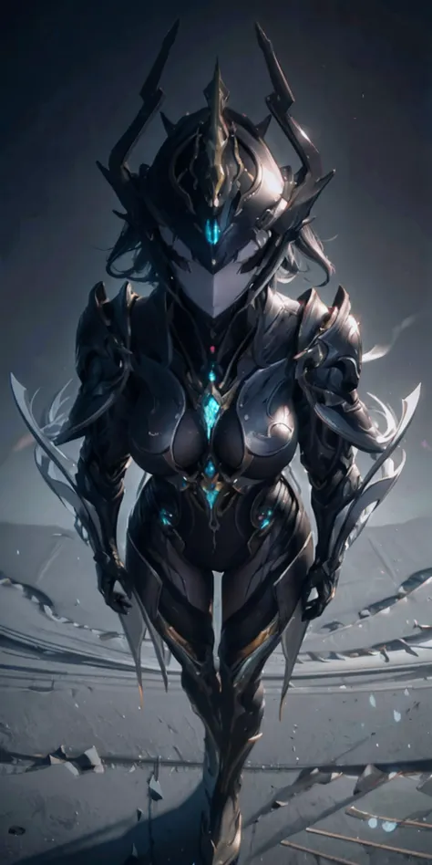 full body, 1 girl, no face, mysterious, helmet, unicorn horn, glowing wing, bodysuit,standing pose,extreme detail expression,ult...