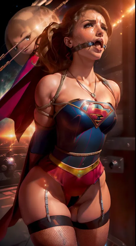 ((supergirl is on a spaceship in outer space)), (supergirl is wearing high jump stiletto) ((supergirl is wearing a head harness ...