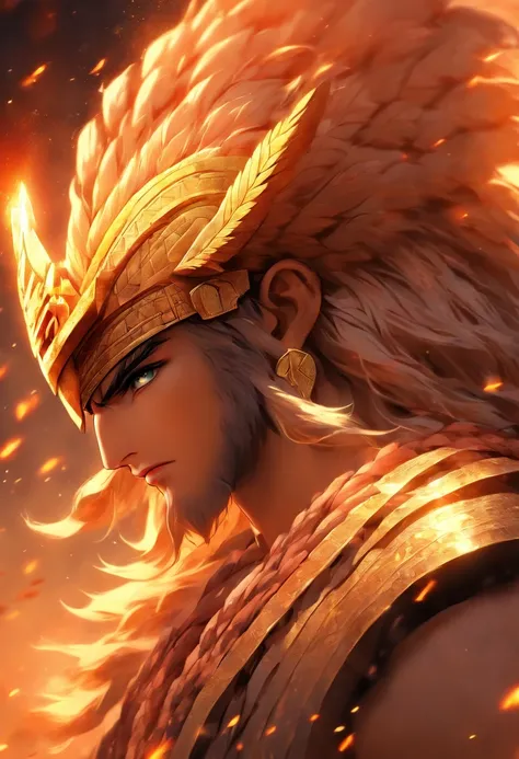 (((ENLIL)) best quality, ultra-high resolution, 4K detailed CG, master piece, young man, Sumerian clothing, Sumerian mythology, ((Air God)), Sumerian painting, aesthetic, screen-centered