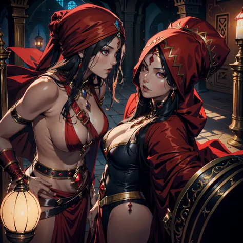 Castlevania Shadow Lord Arab Moroccan Princess Beautiful Woman Red Turban With Her Beautiful Red Woman Red Turban Hyper Realistic Super Detailed Dynamic Shot Masterpiece Cinematic Scene Scenes Scenes