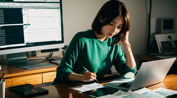 1 woman, learning how to use excel