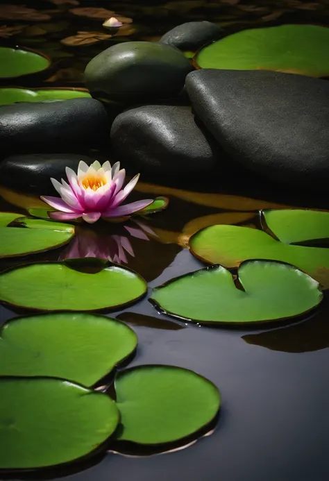 Fontaine de bambou, Water lily and spa stones in video