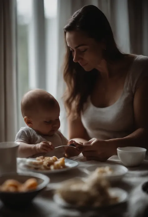 portrait of a mother feeding baby