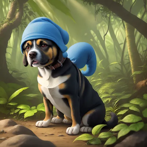 Smurf dog in jungle