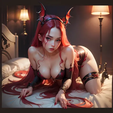 sexy succubus red skin erotic pose sfw high quality ultra detailed --auto --s2