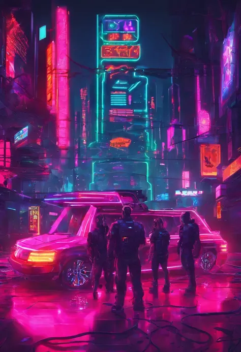 there is a large neon sign that says party bus, an album cover by Josef Block, tumblr, happening, party lights, vip room, lined with neon tube lights, disco party, neon lights in background, party, neon ambience, partylights, led lights around the place, s...