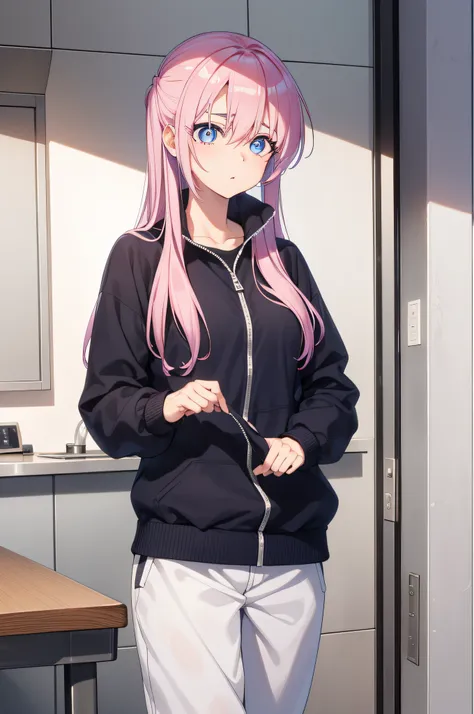 Miyakoshikimori, Miyako Shikimori, Cabello largo, ojos azules, pelo entre los ojos, cabello rosado,
Mangas largas QUEBRAR, chaqueta, Camisa blanca, Cola de caballo lateral, chaqueta azul, Chaqueta de atletal, tracksuit,
DESCANSO mirando al espectador,
DESC...