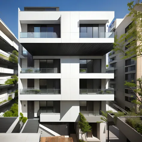 The black second floor has a balcony and balcony, full building, architecture award winner, unit, housing architecture, Residential houses, arhitectural shot, residential area, contemporary architecture, arquitectura premiada, exterior,concrete housing, ar...