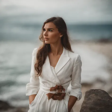 Beautiful girl in white sailor suit