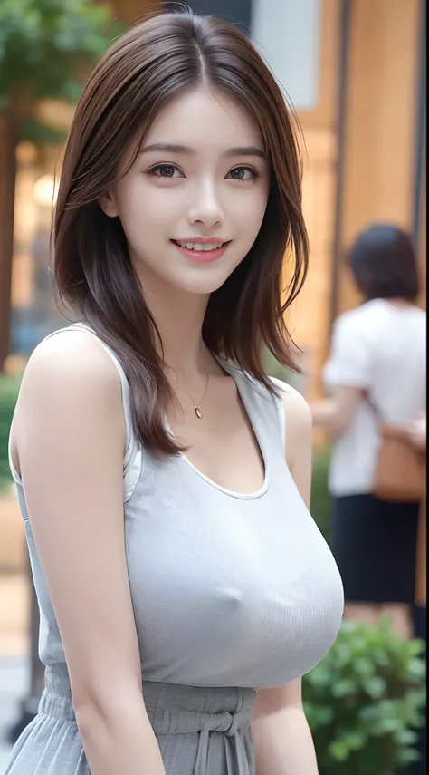 （1个Giant Breast Girl，tmasterpiece，（long legged，Long legs），best qualtiy，Hyper-detailing，illustratio，Fine and detailed eyes and detailed face） allure：brunette color hair，Natural makeup，Random color clothes（Purple Eye：1.05），Round chest，looking at viewert，独奏，A...