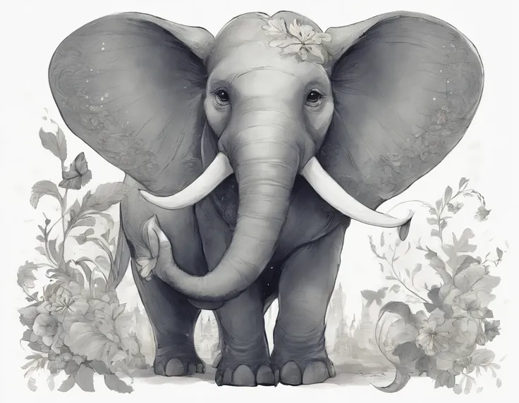 elefante con orejas grandes, estilo dumbo