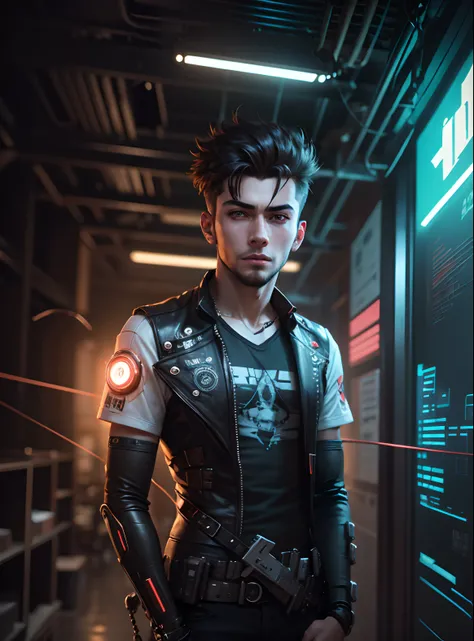 Cyberpunk,handsome boy,realistic face