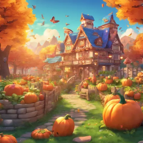 (Best Quality,4K,8K,hight resolution,masutepiece:1.2),Ultra-detailed,(Realistic,Photorealistic,Photorealsitic:1.37),eery,Evil,haunted house,Pumpkins on Halloween background,Pumpkin Patch,Scary,creepy,Dark forest at night,ominous vibe,3D Rendering,Horror co...