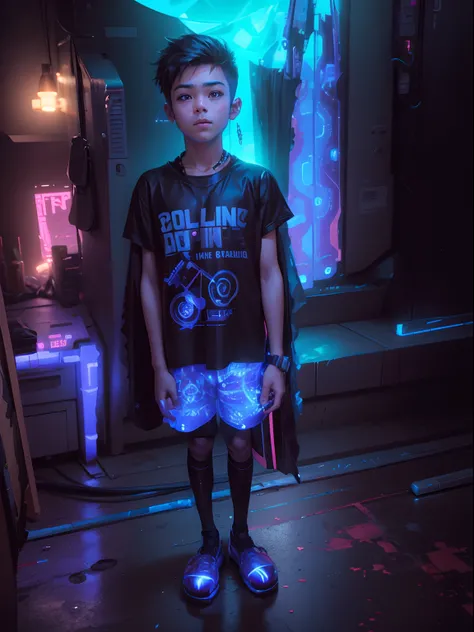 The prompt imagine, cyberpunk handsome little boy