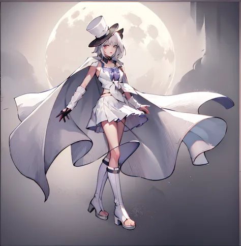 Masterpiece Best Night Full Moon 1 Female Mature Female Sister Yu Sister Cold Face Expressionless Silver White Long-Haired Woman Light Pink Lips Calm Intellectual Three Bands Gray Eyes Assassin Short Knife, Flowers, Hand details, Finger details,