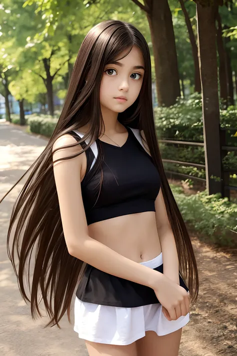 teens girl, long hair, large eyes. half body shot.