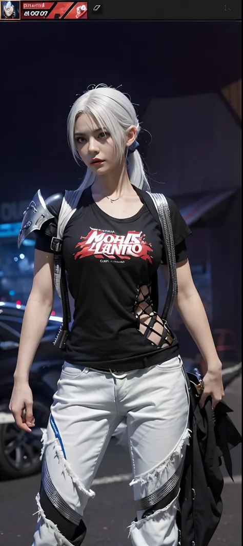 a close up of a person in a costume with a sword, as a character in tekken, female character, tifa lockhart with white hair, katana zero video game character, lunar themed attire, kda, slim body, cyborg - girl with silver hair, upper body avatar, fashion g...