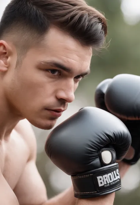 Male boxer，Wear black boxing gloves，Boxing action training，hyper HD，超高分辨率，1.4x Realistic Ultra HD