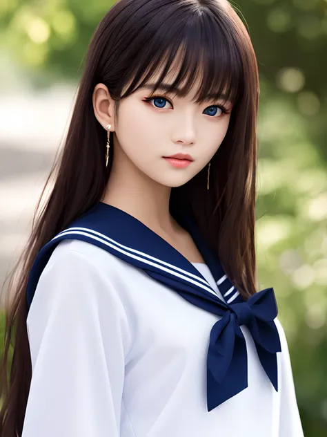 Model shooting style, (highly detailed CG Unity 8K wallpaper), portrait of beautiful woman, dark magic school uniform, flowing hair, photorealistic photo, trending on ArtStation, trending on CGSociety, complex, high definition, sharp focus, dramatic and ph...